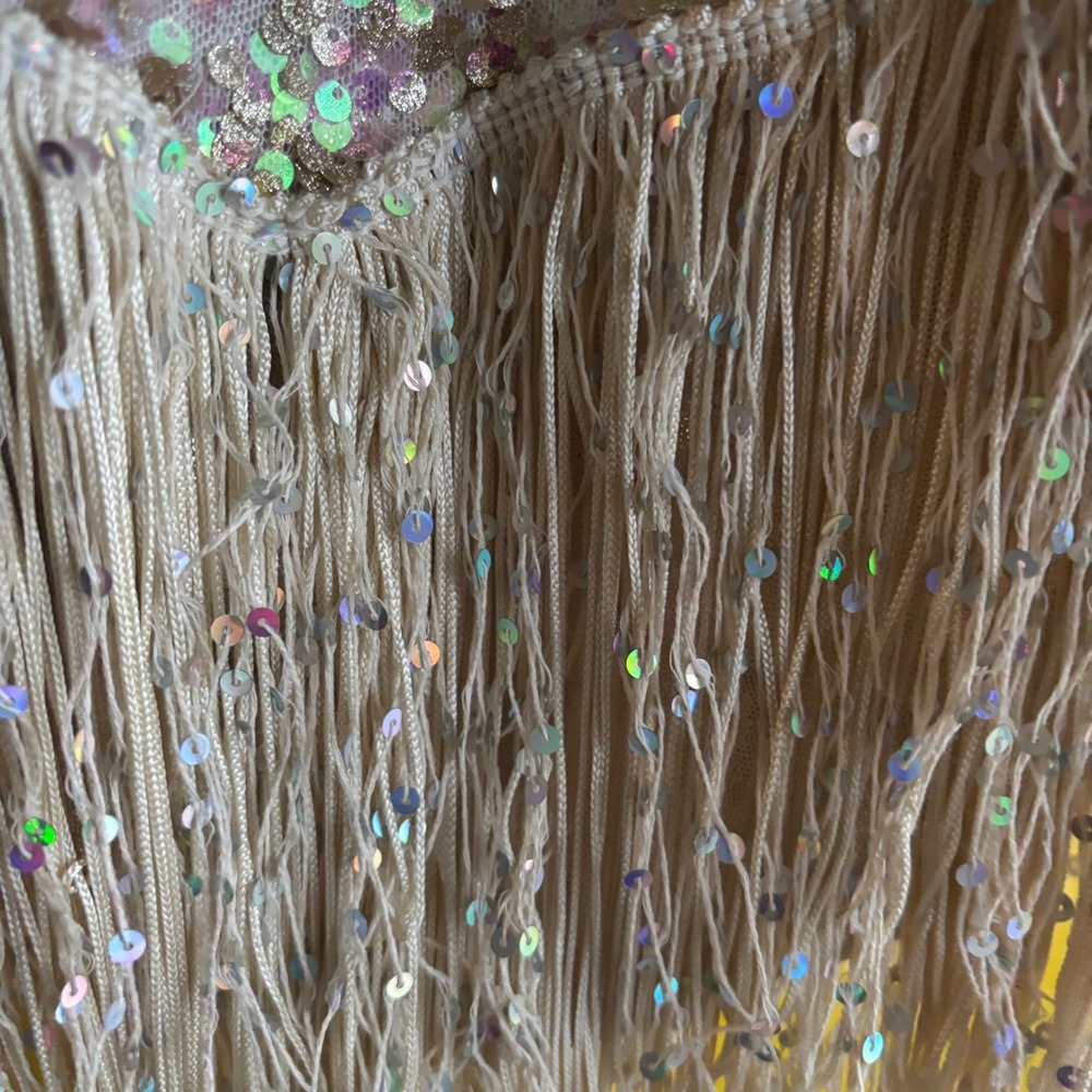Sequin Fringe Dress, Sleeveless Party Cocktail Dance Dress, flapper costune - Picture 4 of 12